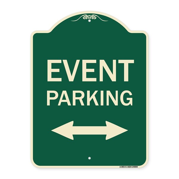 Event Parking Bidirectional Arrow Heavy-Gauge Aluminum Architectural Sign, 24" x 18", G-1824-24084